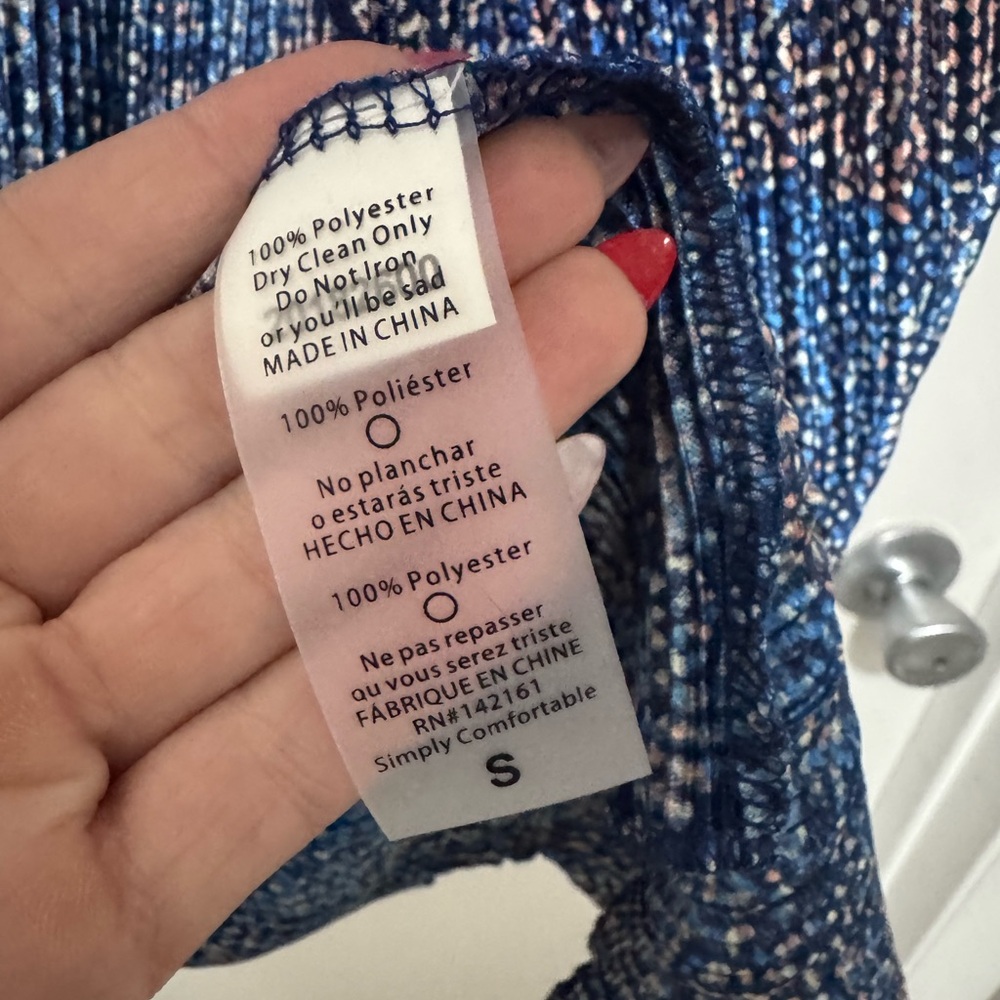 Blue Patterned Open Front Cardigan - image 8